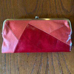 HOBO Lauren Leather Clutch Red Pink Patchwork